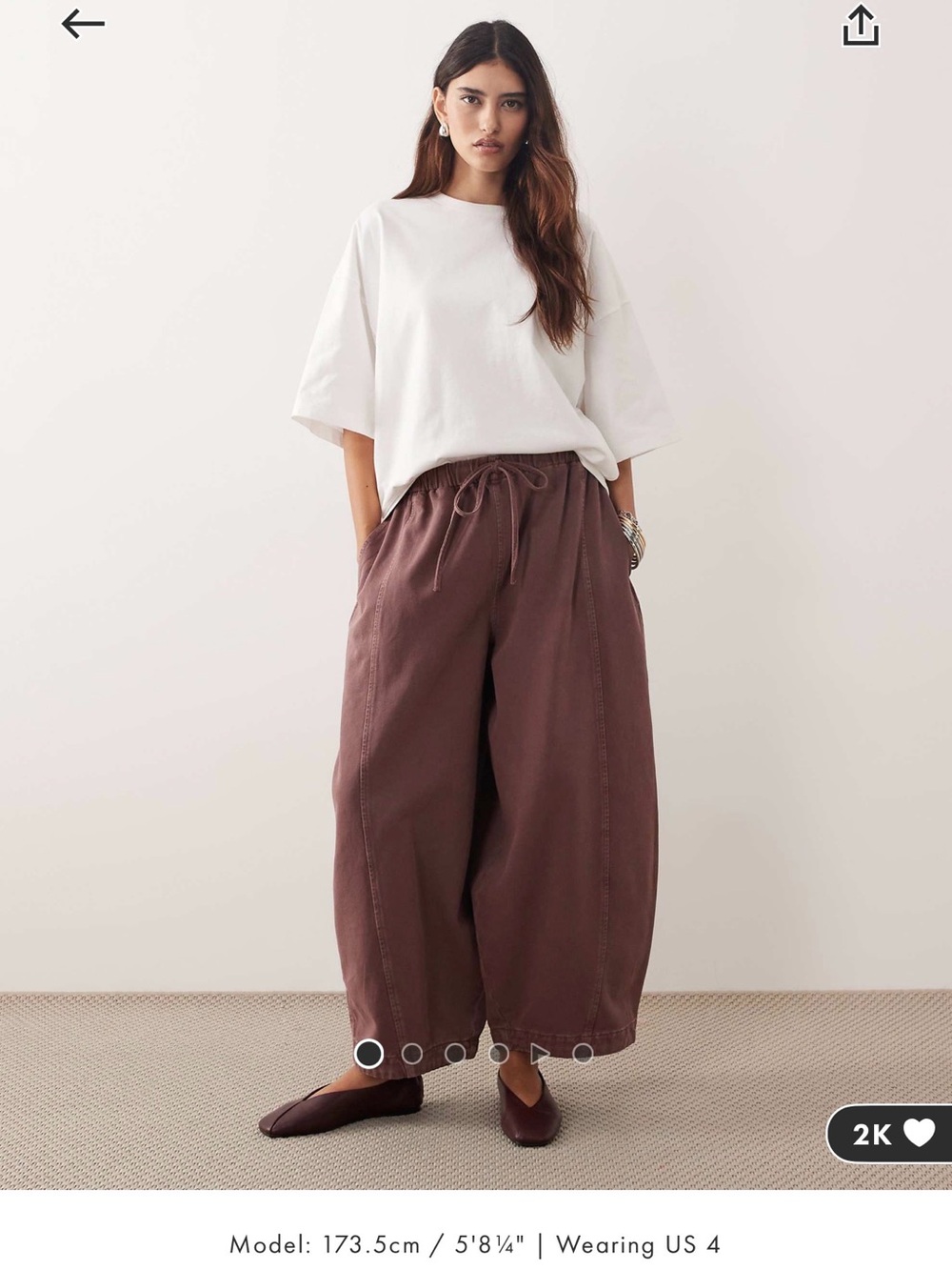 ASOS Relaxed Wide-Leg Drawstring Pants in Deep Brown